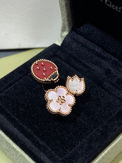 [⭐Glow]LUCKY 3 MOTIF ROSE GOLD RING