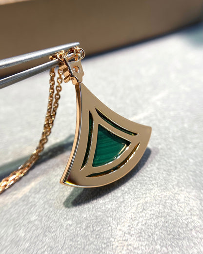 [⭐Glow]DREAM MALACHITE DIAMOND PAVED PINK GOLD NECKLACE