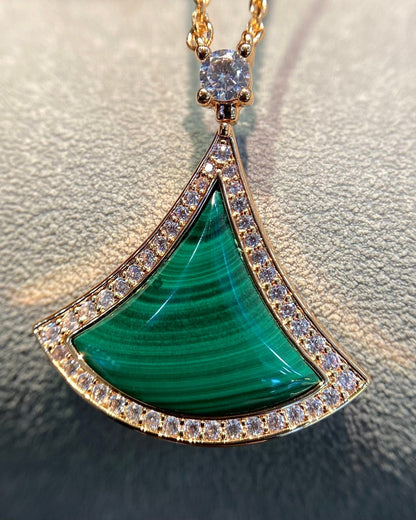 [⭐Glow]DREAM MALACHITE DIAMOND PAVED PINK GOLD NECKLACE