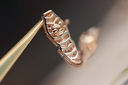 [⭐Glow]SERPENT PINK GOLD DIAMOND EARRINGS