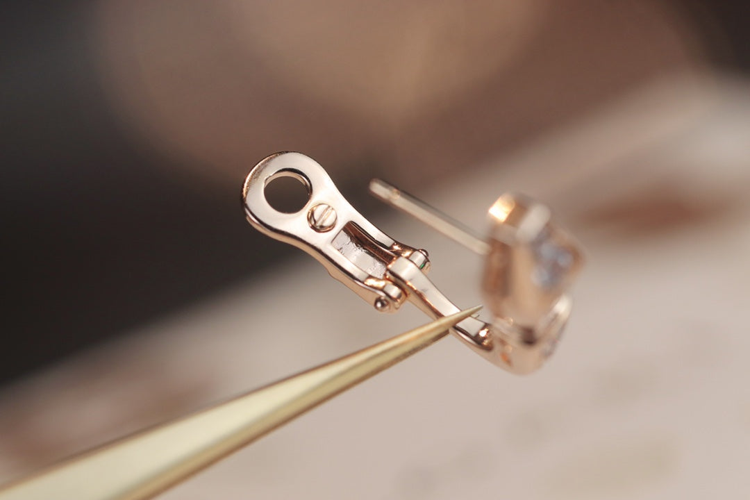 [⭐Glow]SERPENT PINK GOLD DIAMOND EARRINGS