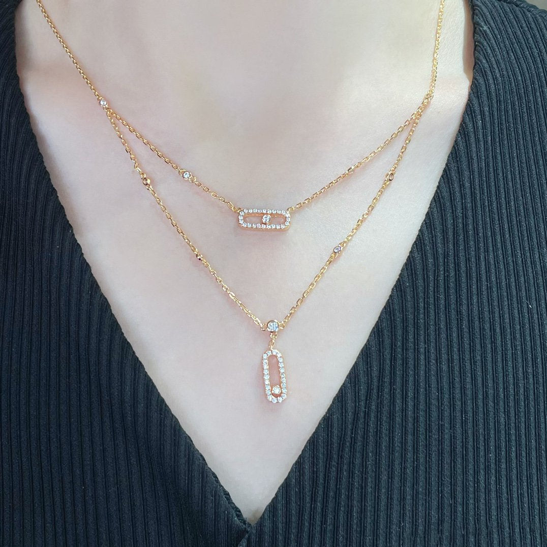 [⭐Glow]MOVE 2 ROW DIAMOND NECKLACE
