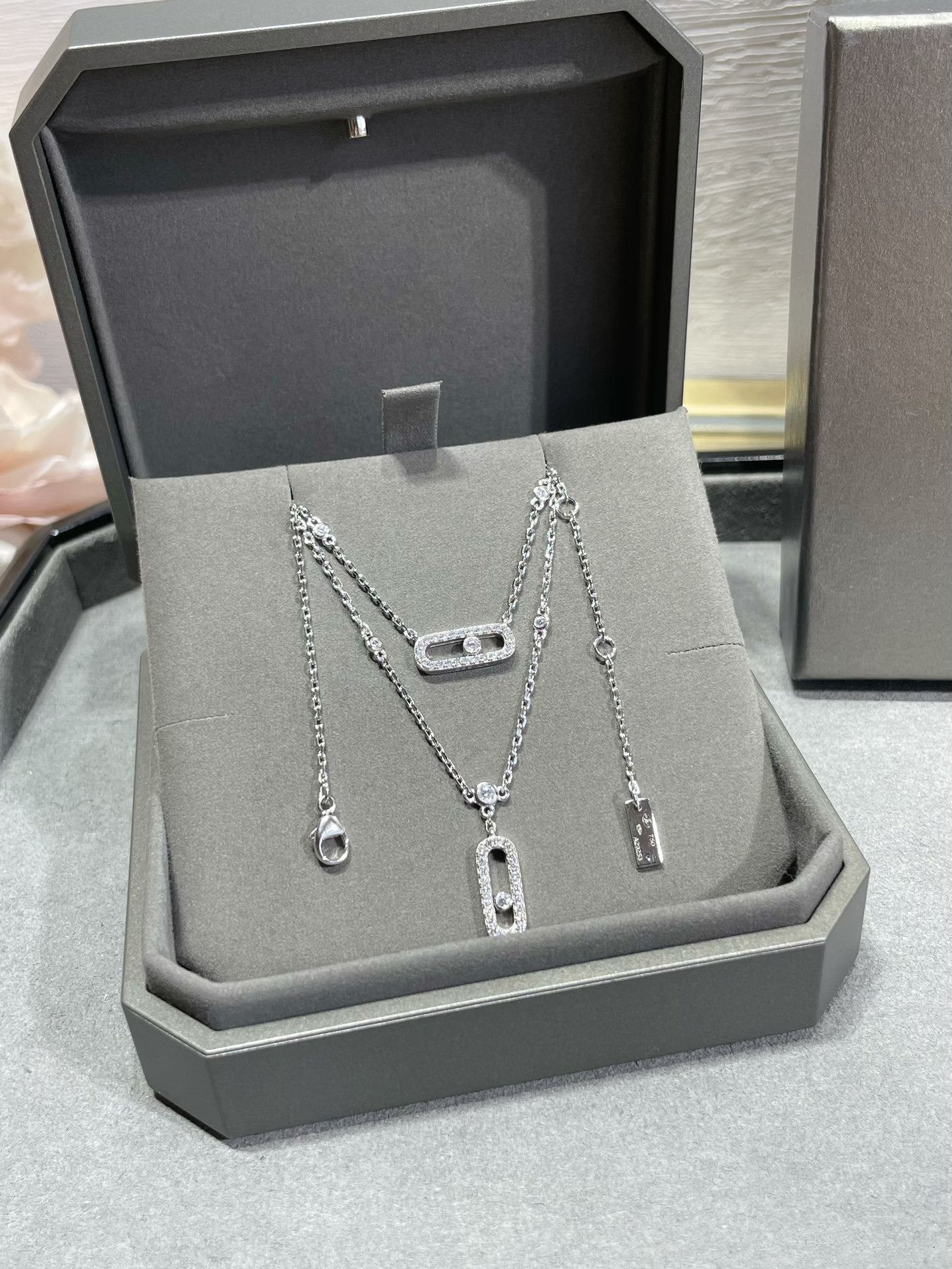 [⭐Glow]MOVE 2 ROW DIAMOND NECKLACE