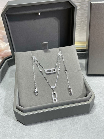 [⭐Glow]MOVE 2 ROW DIAMOND NECKLACE