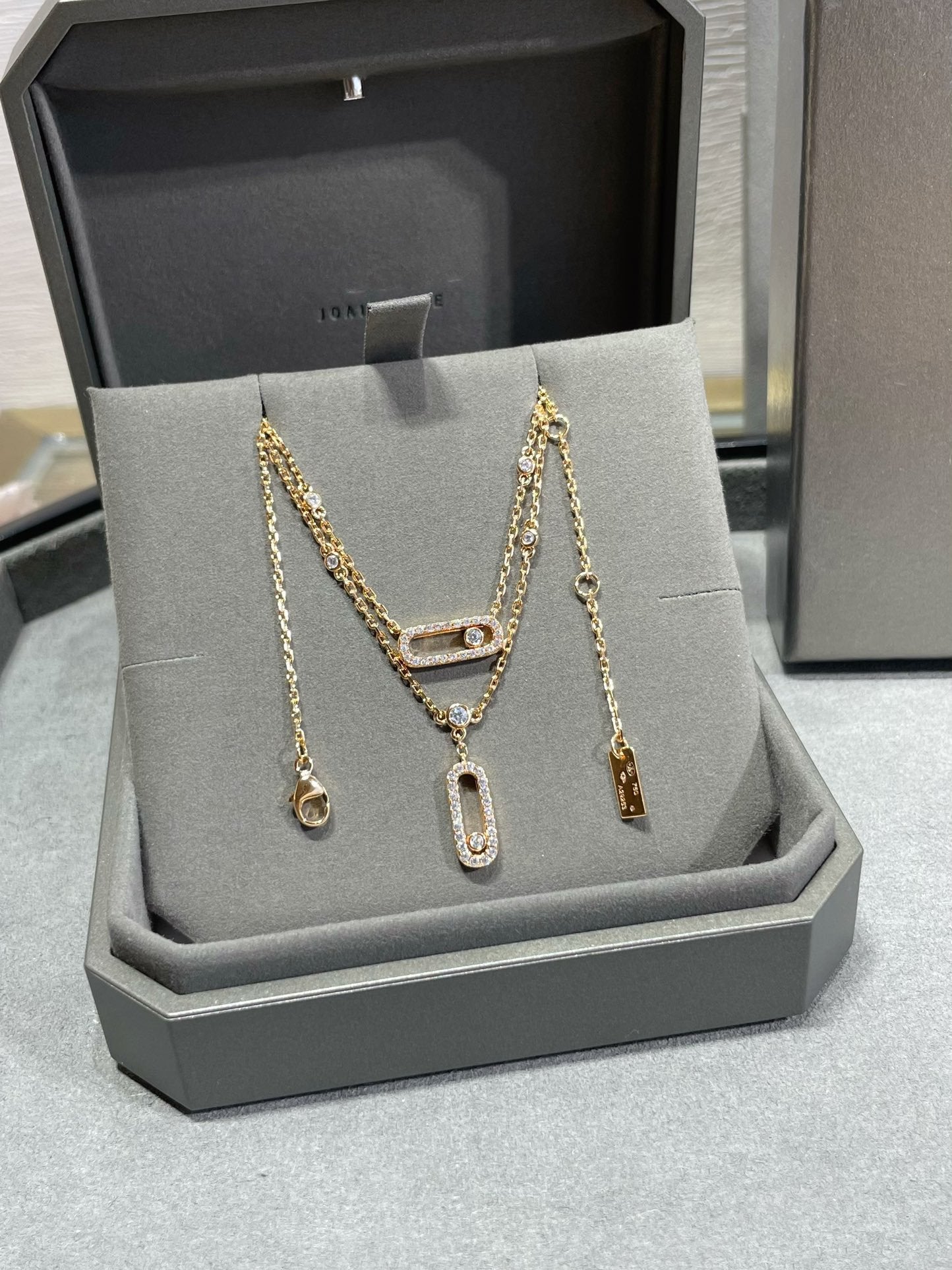 [⭐Glow]MOVE 2 ROW DIAMOND NECKLACE