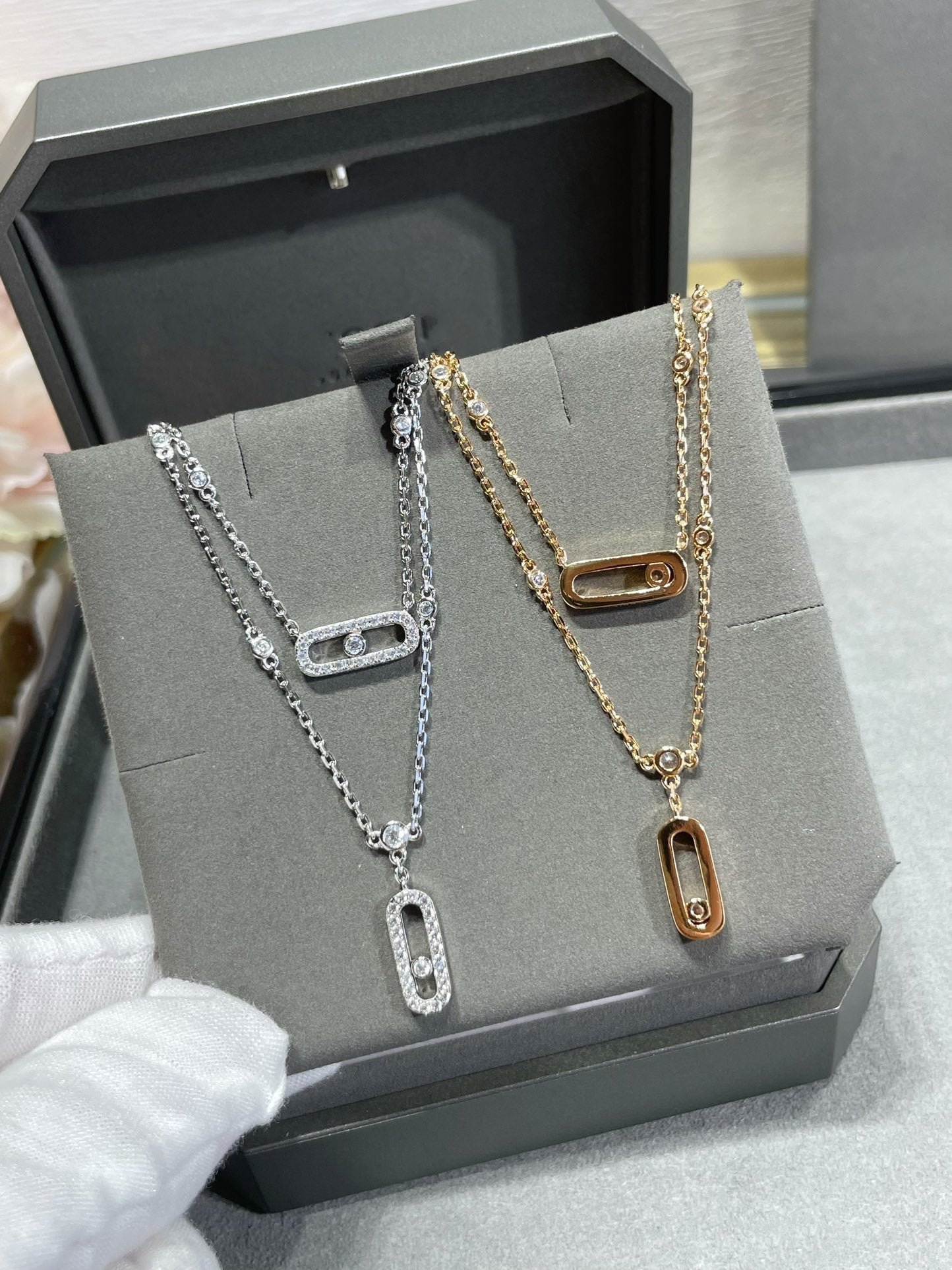 [⭐Glow]MOVE 2 ROW DIAMOND NECKLACE