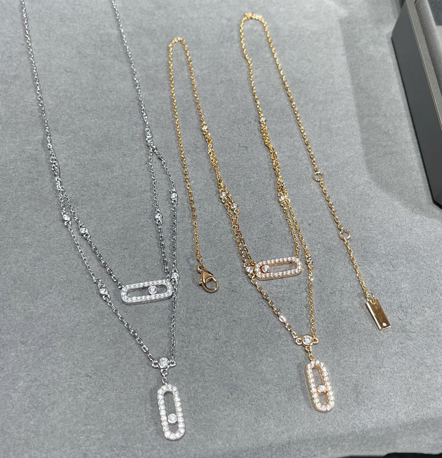 [⭐Glow]MOVE 2 ROW DIAMOND NECKLACE