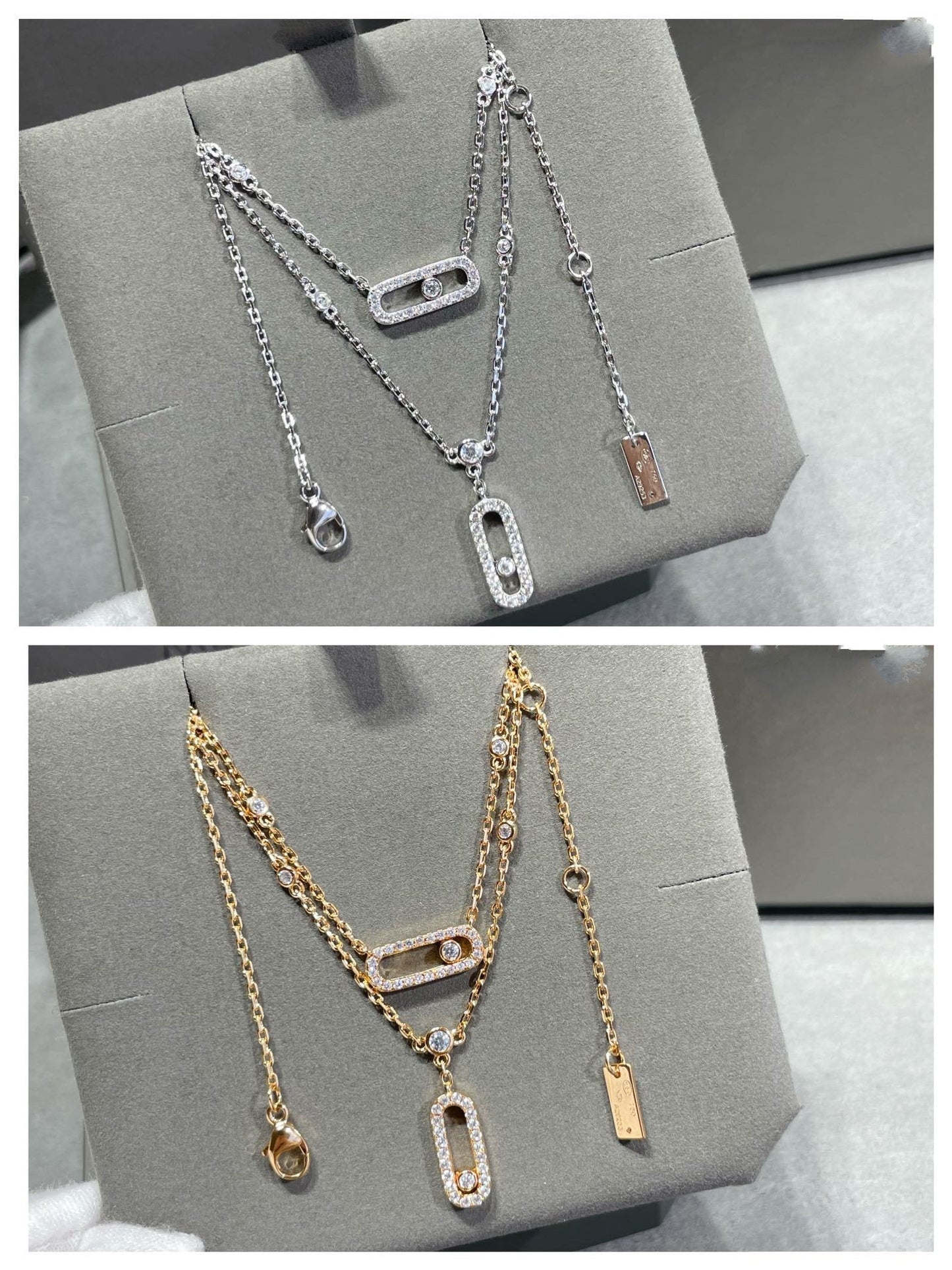 [⭐Glow]MOVE 2 ROW DIAMOND NECKLACE