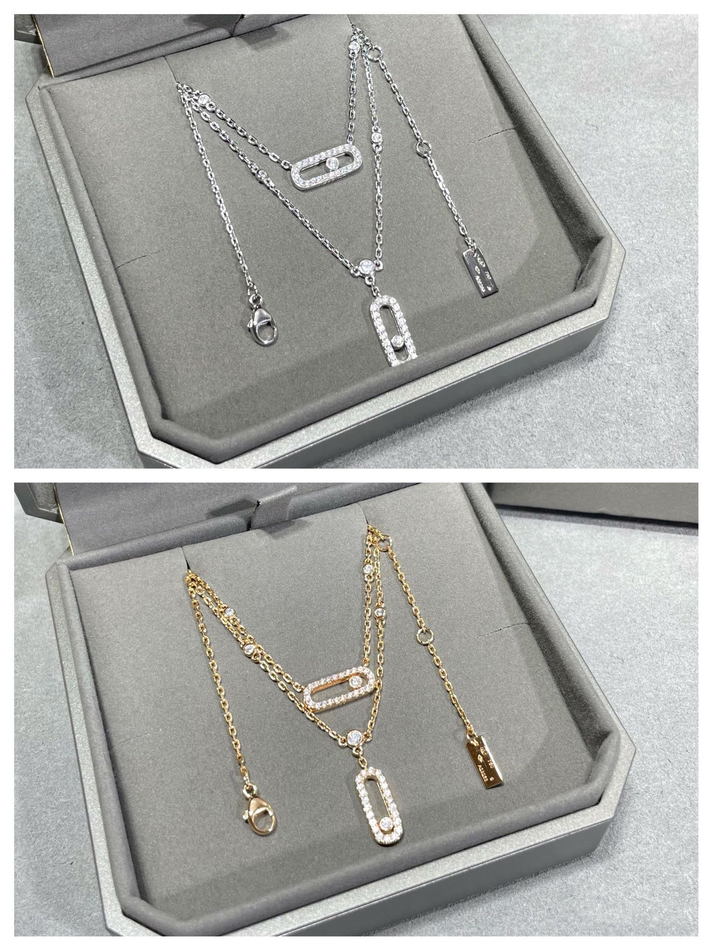 [⭐Glow]MOVE 2 ROW DIAMOND NECKLACE