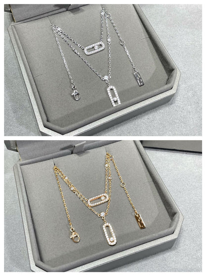 [⭐Glow]MOVE 2 ROW DIAMOND NECKLACE