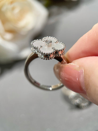 [⭐Glow]CLOVER SILVER MOP DIAMOND RING