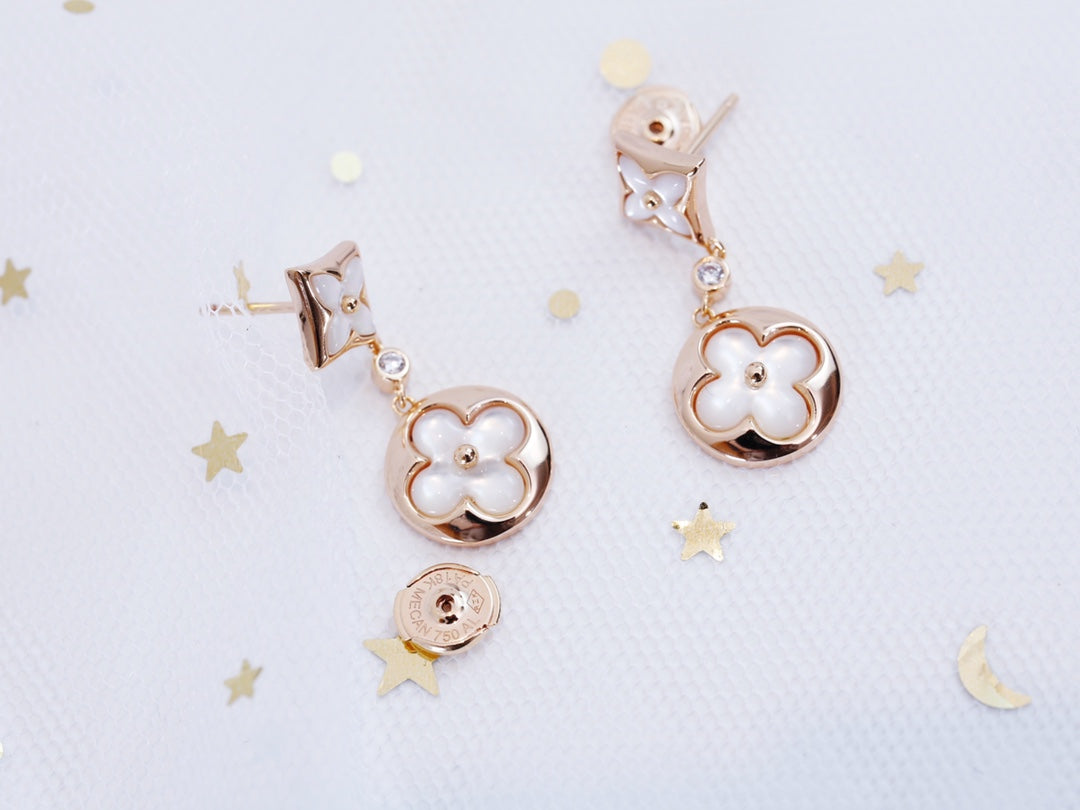[⭐Glow]STAR AND SUN PINK GOLD MOP DROP EARRINGS
