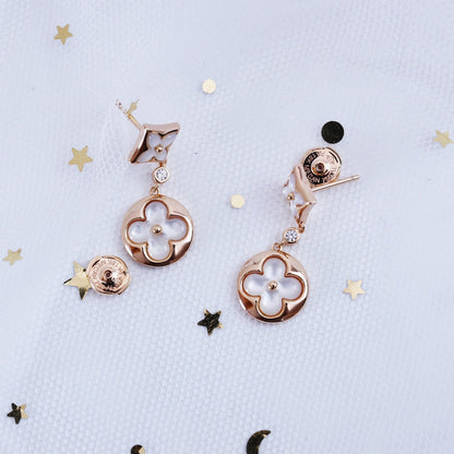 [⭐Glow]STAR AND SUN PINK GOLD MOP DROP EARRINGS