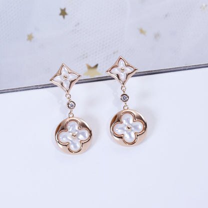 [⭐Glow]STAR AND SUN PINK GOLD MOP DROP EARRINGS