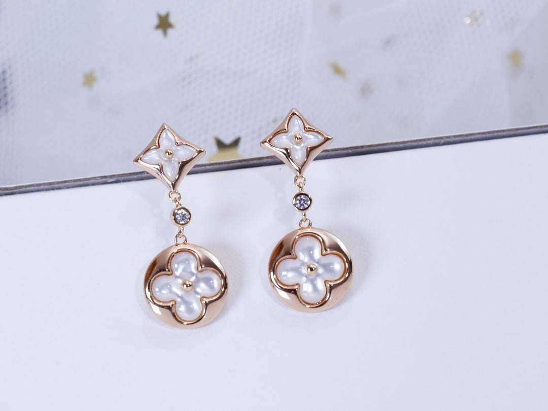 [⭐Glow]STAR AND SUN PINK GOLD MOP DROP EARRINGS