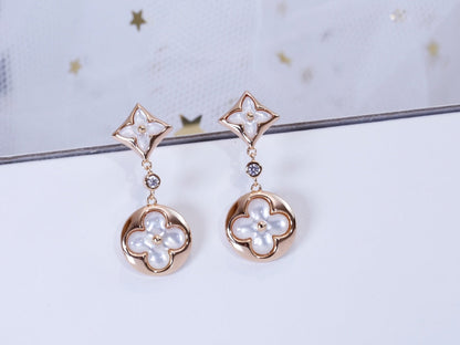[⭐Glow]STAR AND SUN PINK GOLD MOP DROP EARRINGS