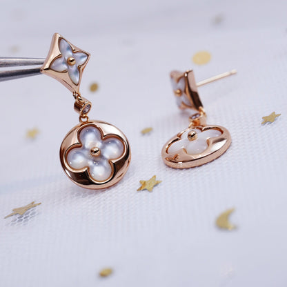 [⭐Glow]STAR AND SUN PINK GOLD MOP DROP EARRINGS