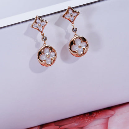 [⭐Glow]STAR AND SUN PINK GOLD MOP DROP EARRINGS