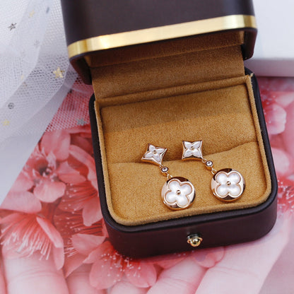 [⭐Glow]STAR AND SUN PINK GOLD MOP DROP EARRINGS