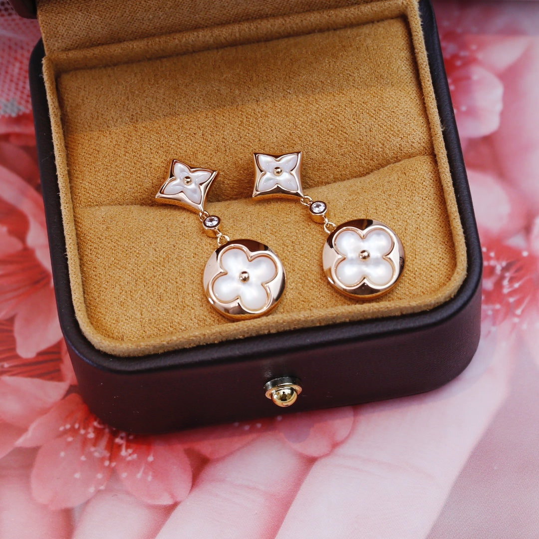 [⭐Glow]STAR AND SUN PINK GOLD MOP DROP EARRINGS