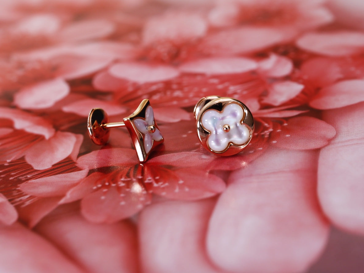 [⭐Glow]STAR AND SUN PINK GOLD MOP STUD EARRINGS