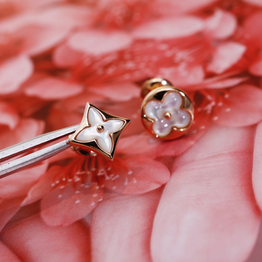 [⭐Glow]STAR AND SUN PINK GOLD MOP STUD EARRINGS