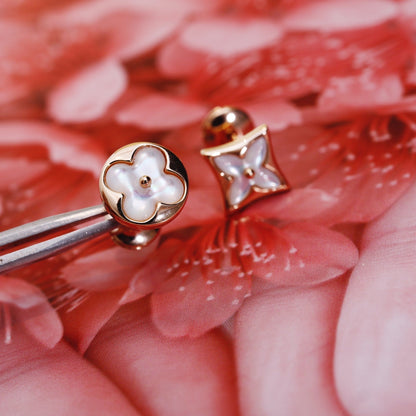 [⭐Glow]STAR AND SUN PINK GOLD MOP STUD EARRINGS