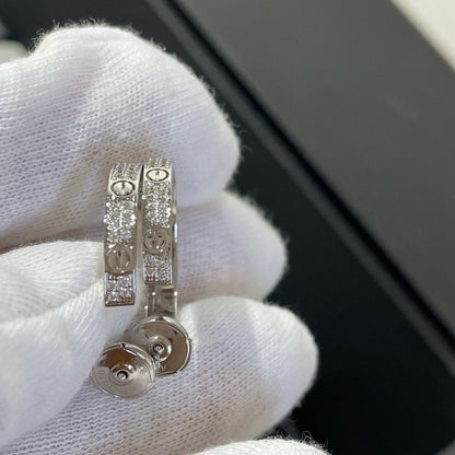 [⭐Glow]LOVE DIAMOND SILVER HOOP EARRINGS