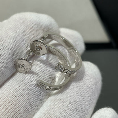 [⭐Glow]LOVE DIAMOND SILVER HOOP EARRINGS