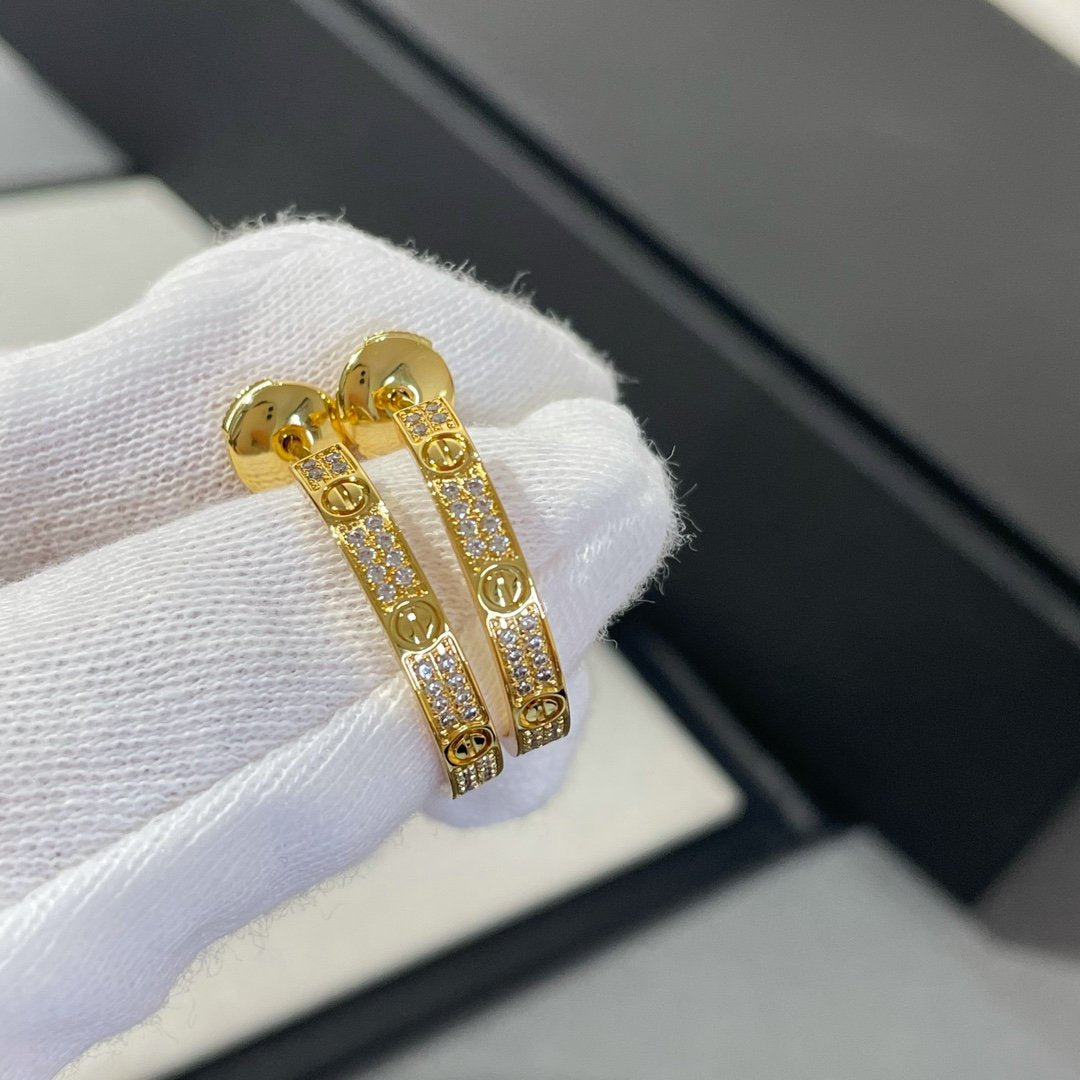 [⭐Glow]LOVE DIAMOND GOLD HOOP EARRINGS