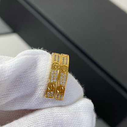 [⭐Glow]LOVE DIAMOND GOLD HOOP EARRINGS