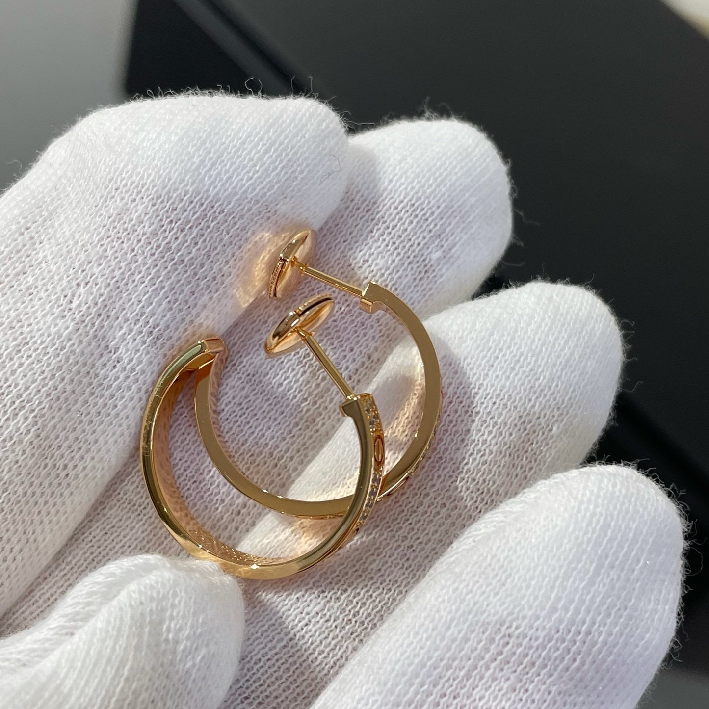 [⭐Glow]LOVE DIAMOND PINK GOLD HOOP EARRINGS
