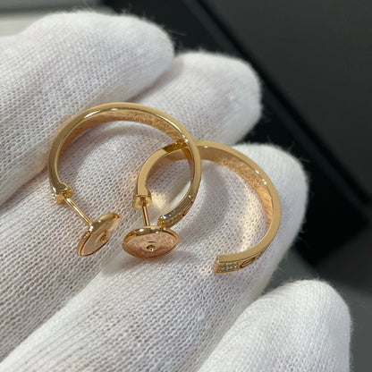[⭐Glow]LOVE DIAMOND PINK GOLD HOOP EARRINGS