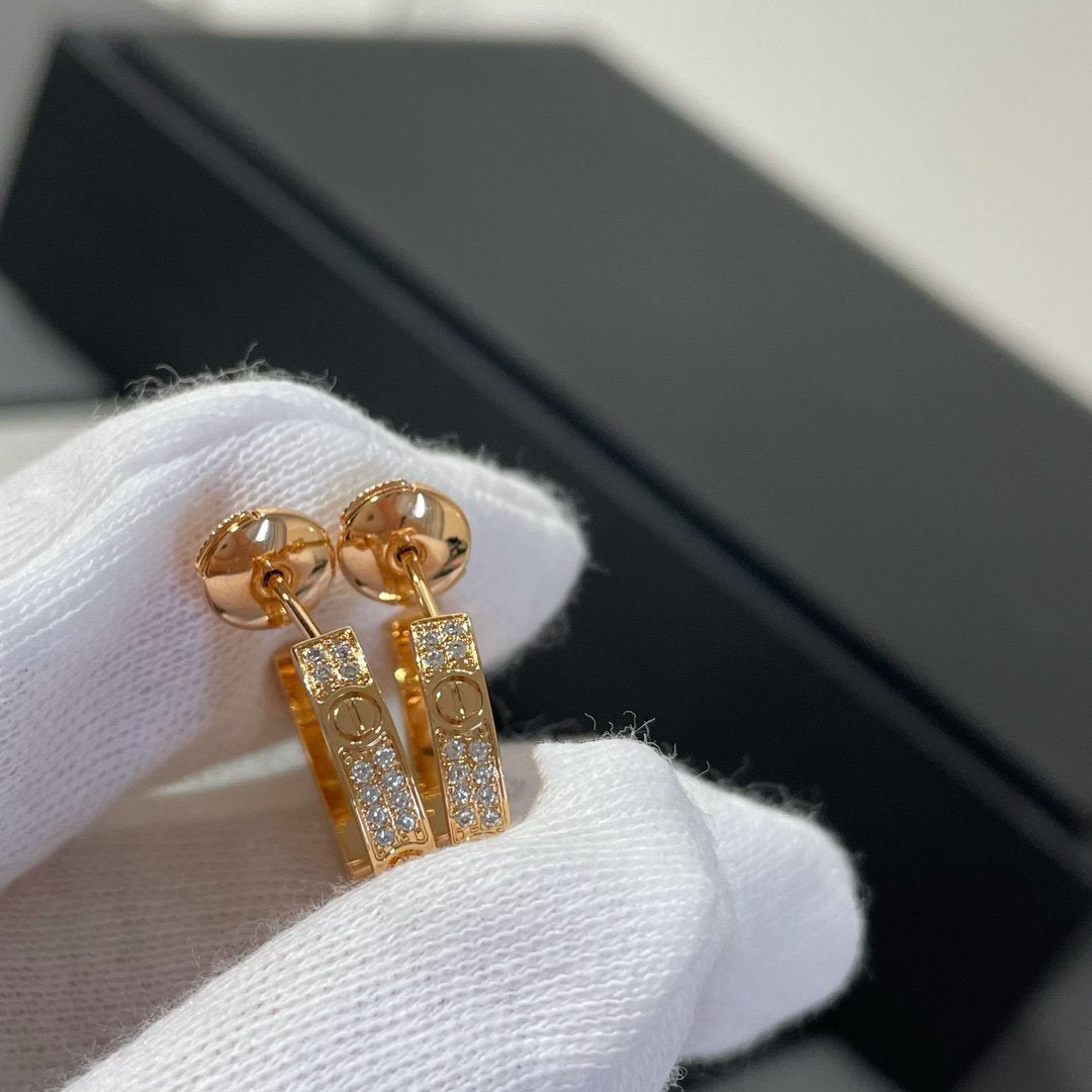 [⭐Glow]LOVE DIAMOND PINK GOLD HOOP EARRINGS