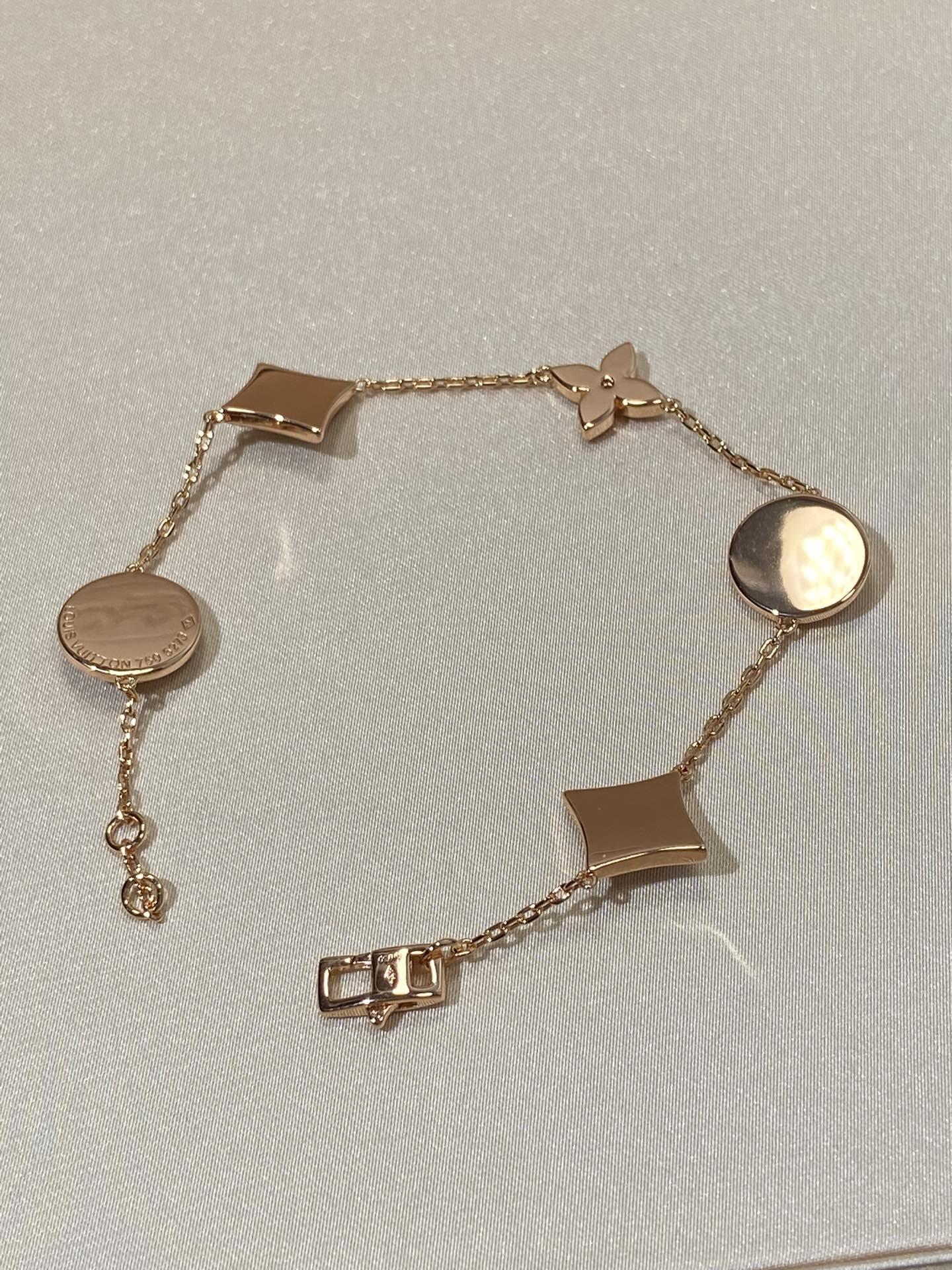[⭐Glow]STAR AND SUN 5 MOTIF MOP PINK GOLD BRACELET