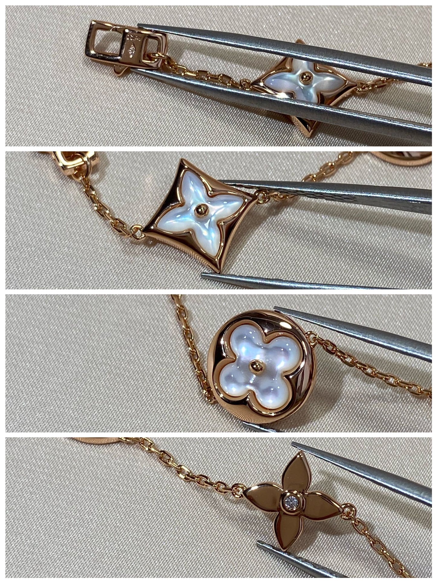 [⭐Glow]STAR AND SUN 5 MOTIF MOP PINK GOLD BRACELET