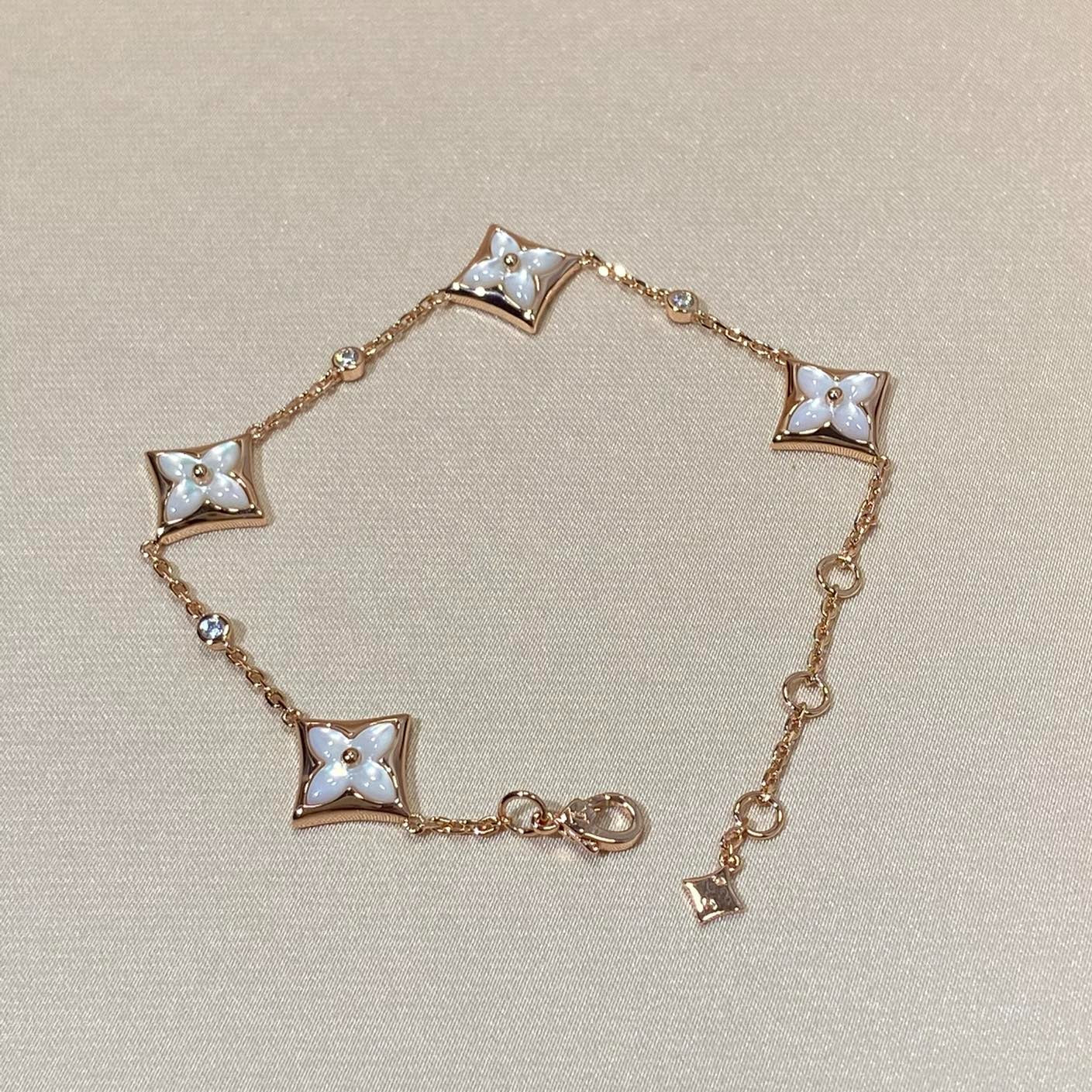 [⭐Glow]STAR 4 MOTIF MOP DIAMOND PINK GOLD BRACELET
