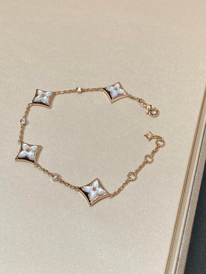 [⭐Glow]STAR 4 MOTIF MOP DIAMOND PINK GOLD BRACELET