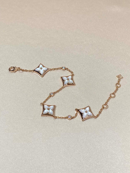 [⭐Glow]STAR 4 MOTIF MOP DIAMOND PINK GOLD BRACELET