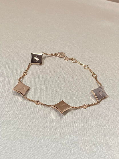 [⭐Glow]STAR 4 MOTIF MOP DIAMOND PINK GOLD BRACELET
