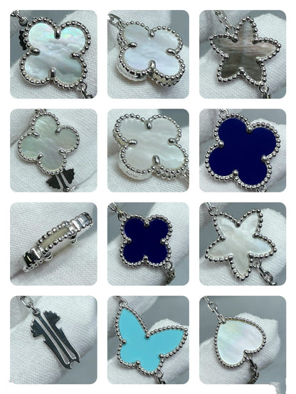 [⭐Glow]LUCKY CLOVER SILVER 11 MOTIF NECKLACE