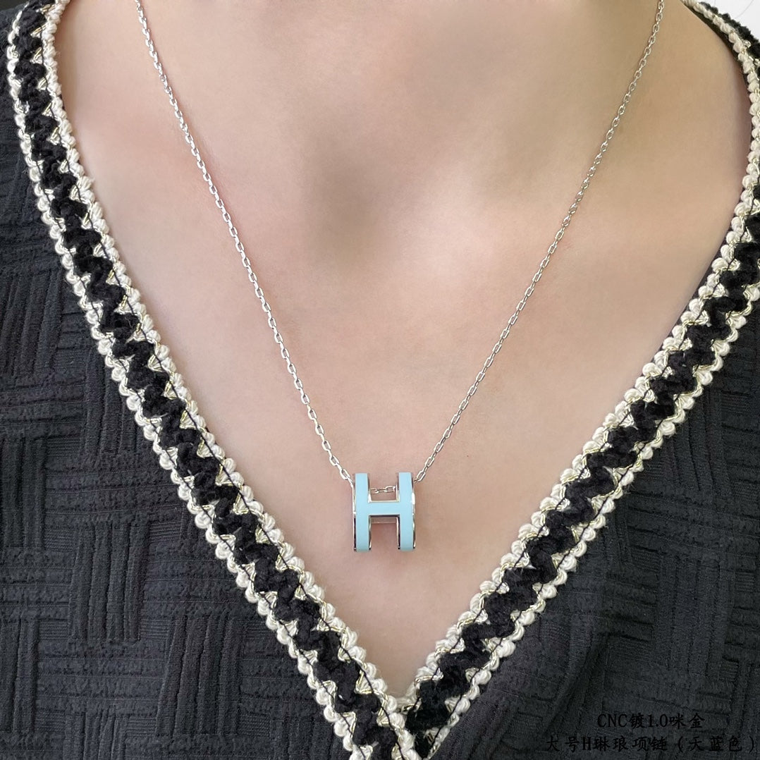 [⭐Glow]POP H SKY BLUE NECKLACE