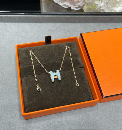 [⭐Glow]POP H SKY BLUE NECKLACE