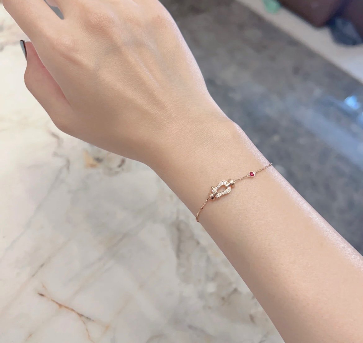[⭐Glow]FORCE 10 DIAMOND CHAIN LINK PINK GOLD BRACELET