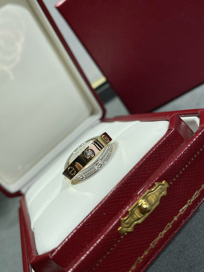 [⭐Glow]LOVE PINK GOLD SILVER DIAMOND DOUBLE RING