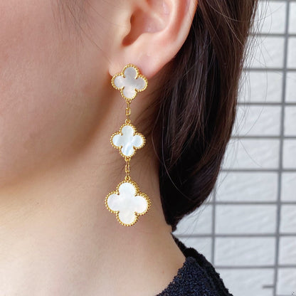 [⭐Glow]CLOVER MOP 3 MOTIFS GOLD EARRINGS