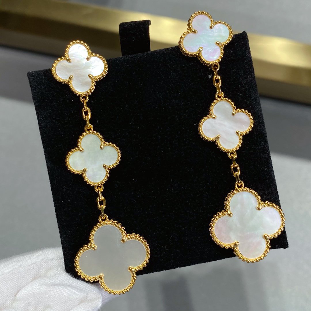 [⭐Glow]CLOVER MOP 3 MOTIFS GOLD EARRINGS