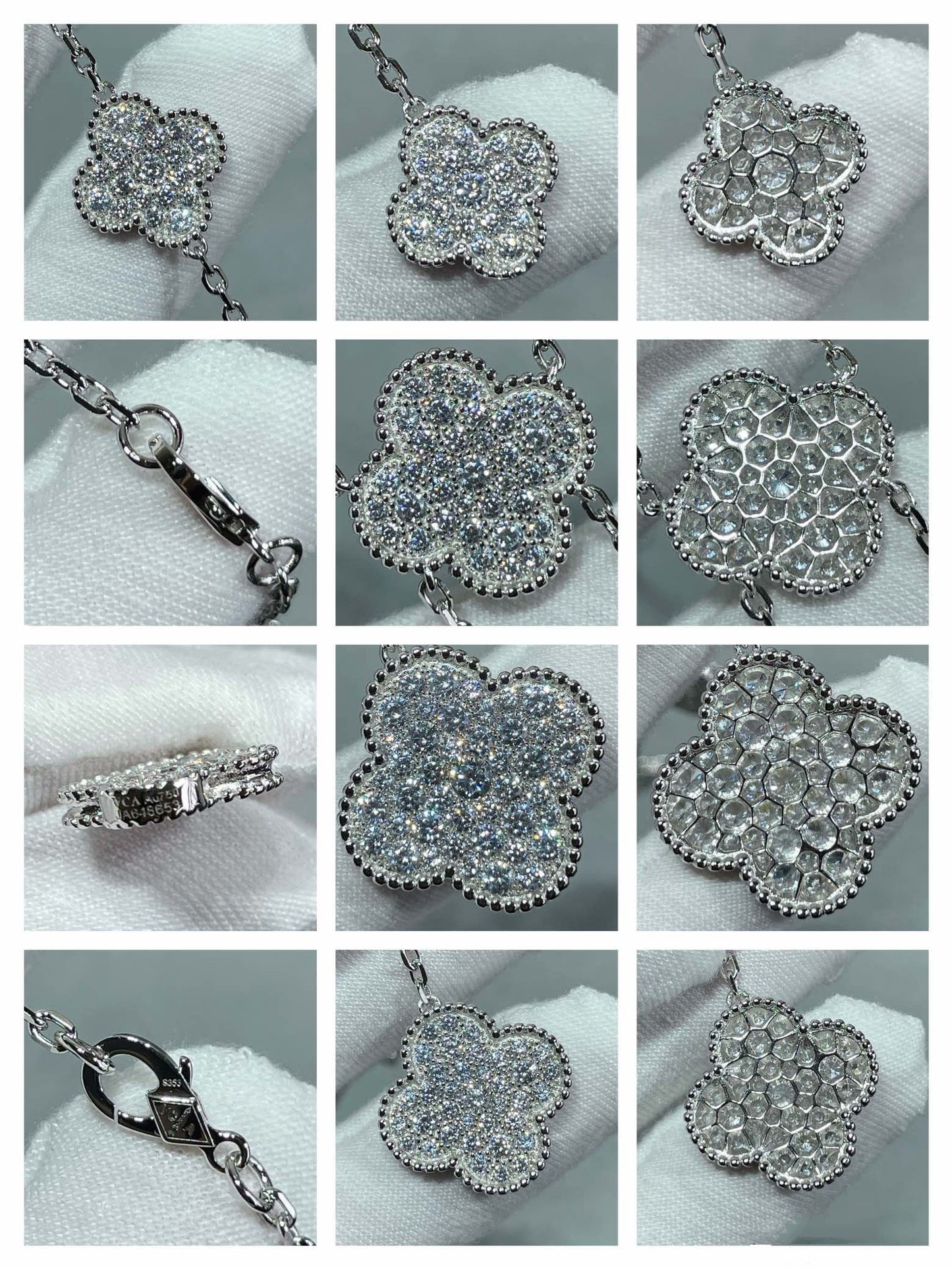 [⭐Glow]CLOVER 6 MOTIF DIAMOND PAVED NECKLACE