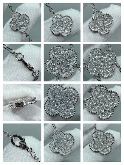 [⭐Glow]CLOVER 6 MOTIF DIAMOND PAVED NECKLACE