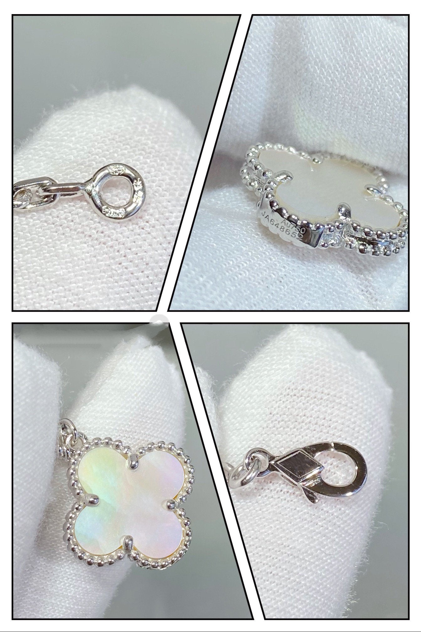 [⭐Glow]CLOVER 5 MOTIF WHITE MOP SILVER BRACELET